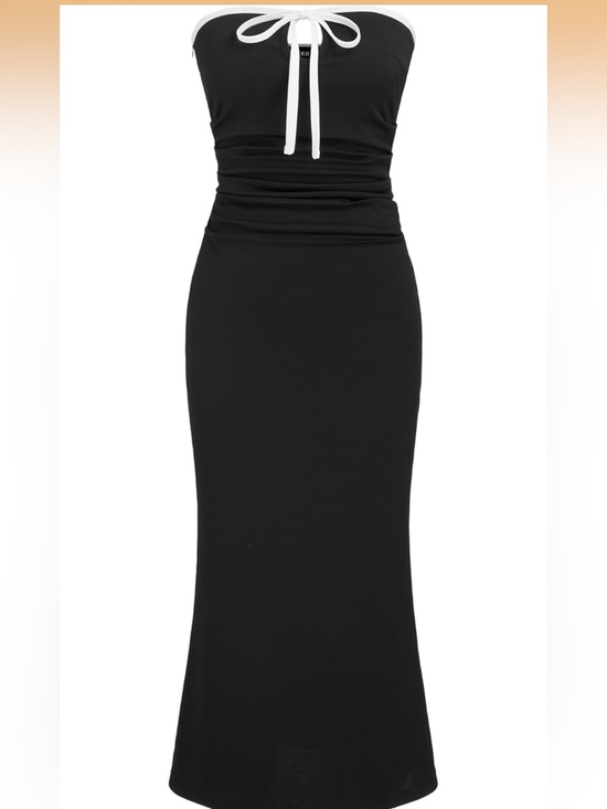 Cider Dresses & Skirts - CIDER‎ Strapless Tube Bodycon Midi Dress Ruched Tie Knotted 0166